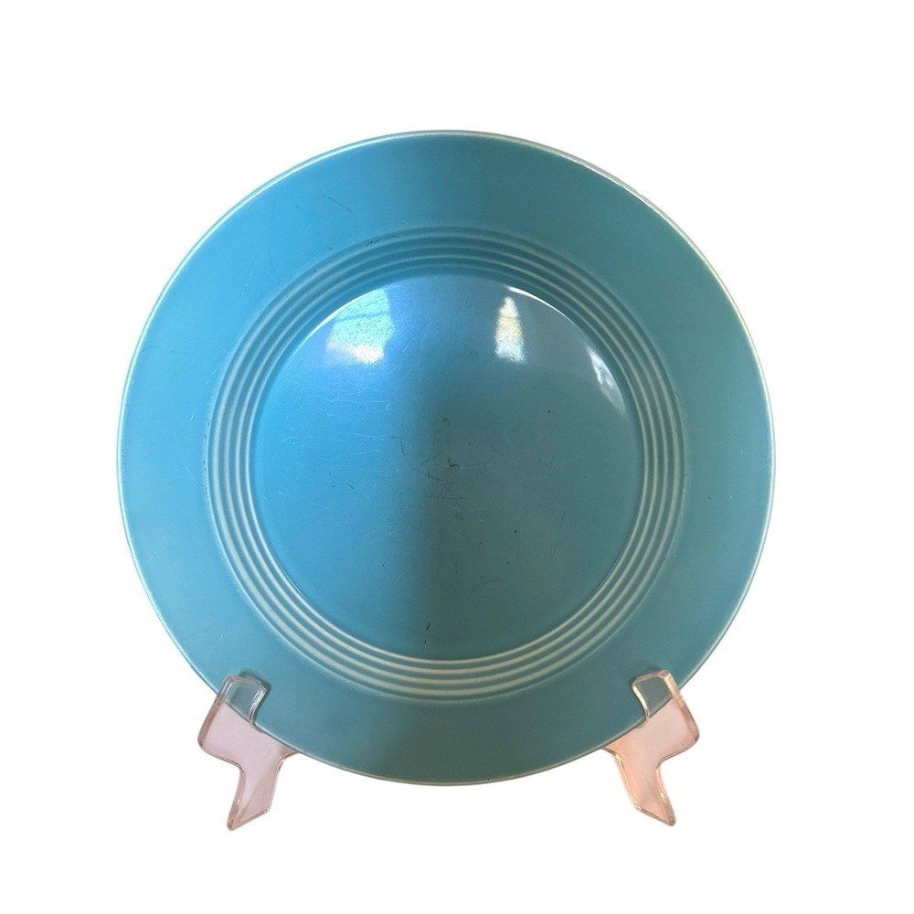 1 Dinner Plate Homer Laughlin Turquoise Blue Harlequin Vintage USA 10"